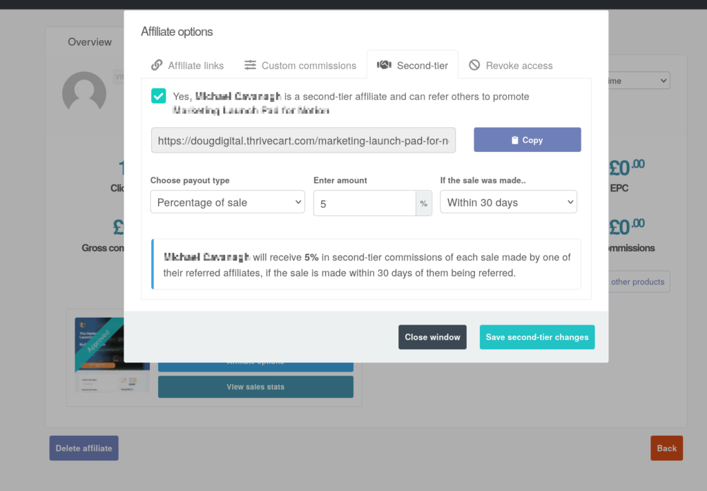 thrivecart second tier affiliates dashboard thrivecart,thrivecart review Douglas