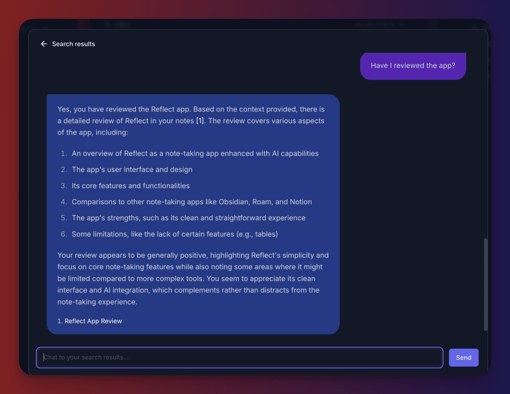 Reflect app chat with notes Reflect, reflect app review, Reflect App Douglas